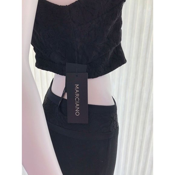 NWT Marciano Women's Suit Set 2 Pieces Black Lace Pants High Waist 2 Crop Top 8 - Picture 2 of 12